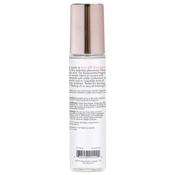 TURN OFF THE LIGHTS Fragrance Body Mist with Pheromones - Floral, Oriental - 3.5oz