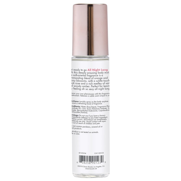 ALL NIGHT LONG Fragrance Body Mist with Pheromones - Soft, Oriental | 3.5oz