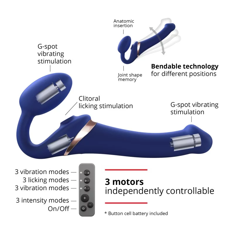 STRAP-ON PLIABLE MULTI ORGASM - L - BLEU NUIT