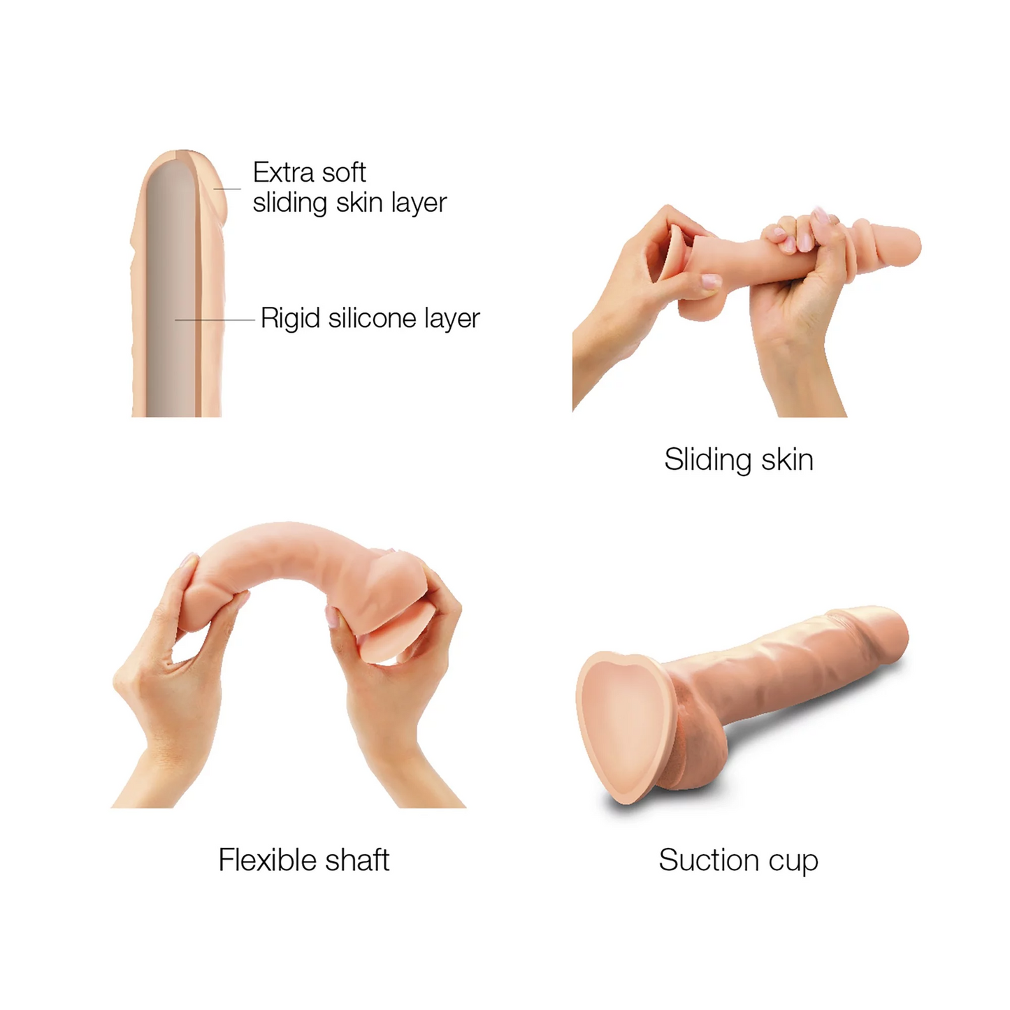 DILDO RÉALISTE À PEAU COULISSANTE VANILLE XL