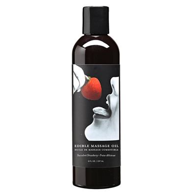 Huile de massage comestible à la fraise - 8 oz